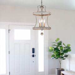 French Modern Farmhouse Open Curved Frame Pendant Lighting with Antique Brown Finish for Kitchen/ Dining Room/ Entryway