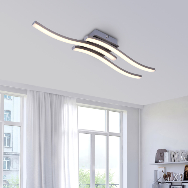 Dimmable LED Modern Curved Wavy Linear Flush Mount Ceiling Lights for Living Room Kitchen Washroom Dressing Room