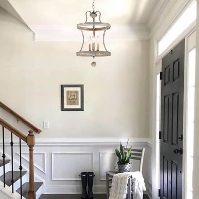 French Modern Farmhouse Open Curved Frame Pendant Lighting with Antique Brown Finish for Kitchen/ Dining Room/ Entryway