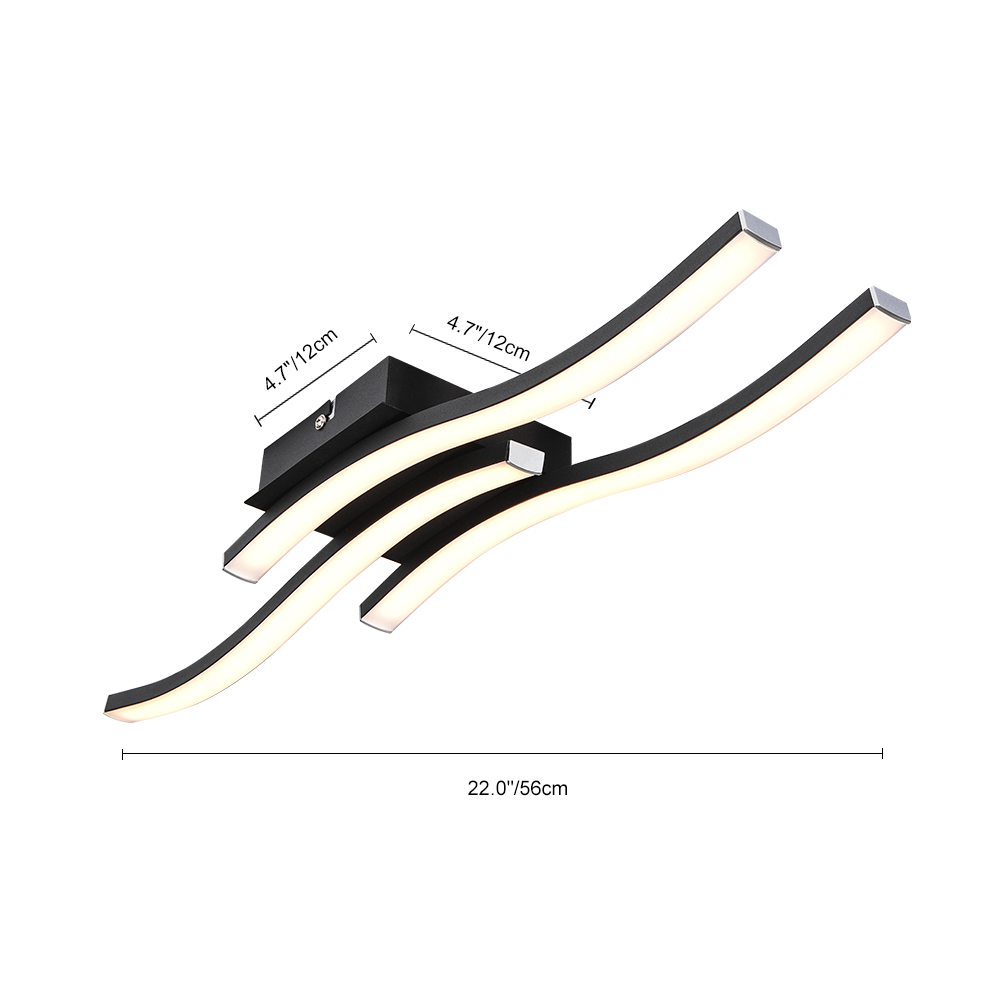 LED Modern Curved Wavy Linear Flush Mount Geometric Ceiling Lights for Living Room Kitchen Washroom Dressing Room