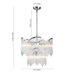 Glam Modern Luxury Crystal Glass Tassel Chandelier Two-Tier Hanging Light for Living Room/Dining Room/ Restaurant
