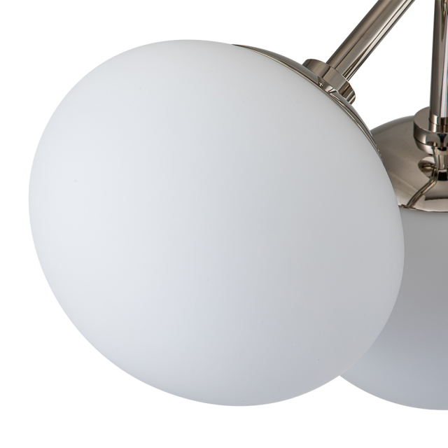 4-Light Modern Mid-Century Sputnik Semi Flush Mount with Frosted Opal Glass Globe for Dining Room/ Kitchen/ Living Room