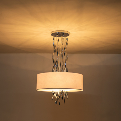 Decorative Handmade Modern Stainless Steel Fabric shade Chandelier for Living Room/Dining Table/ Restaurant