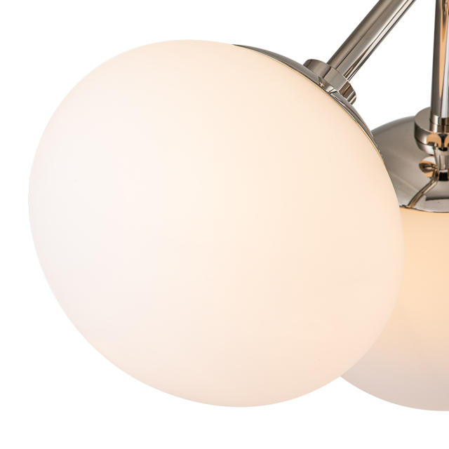 4-Light Modern Mid-Century Sputnik Semi Flush Mount with Frosted Opal Glass Globe for Dining Room/ Kitchen/ Living Room