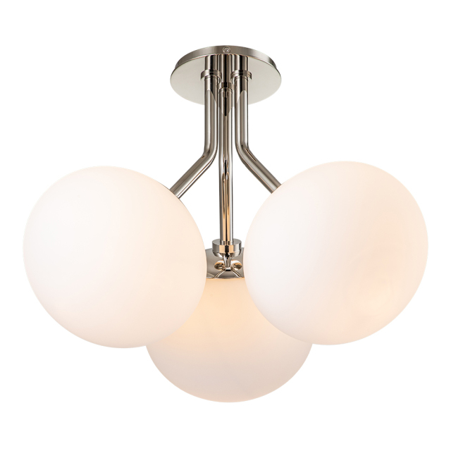 4-Light Modern Mid-Century Sputnik Semi Flush Mount with Frosted Opal Glass Globe for Dining Room/ Kitchen/ Living Room