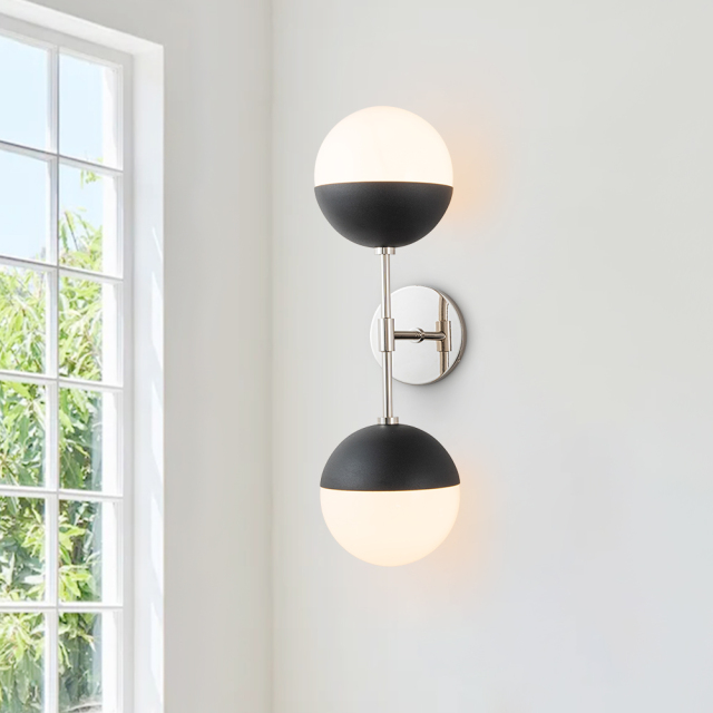 Modern Sleek Spherical Opal Glass Globes Wall Sconces Wall Lamp for Living /Dining Room /Hallway
