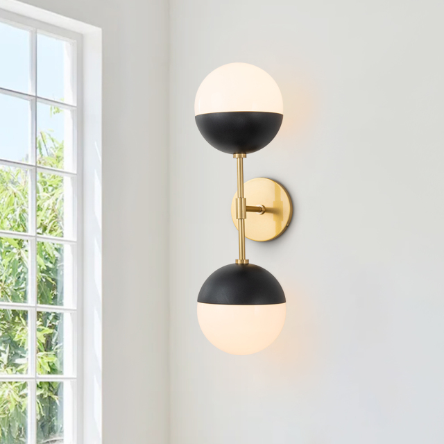 Modern Sleek Spherical Opal Glass Globes Wall Sconces Wall Lamp for Living /Dining Room /Hallway