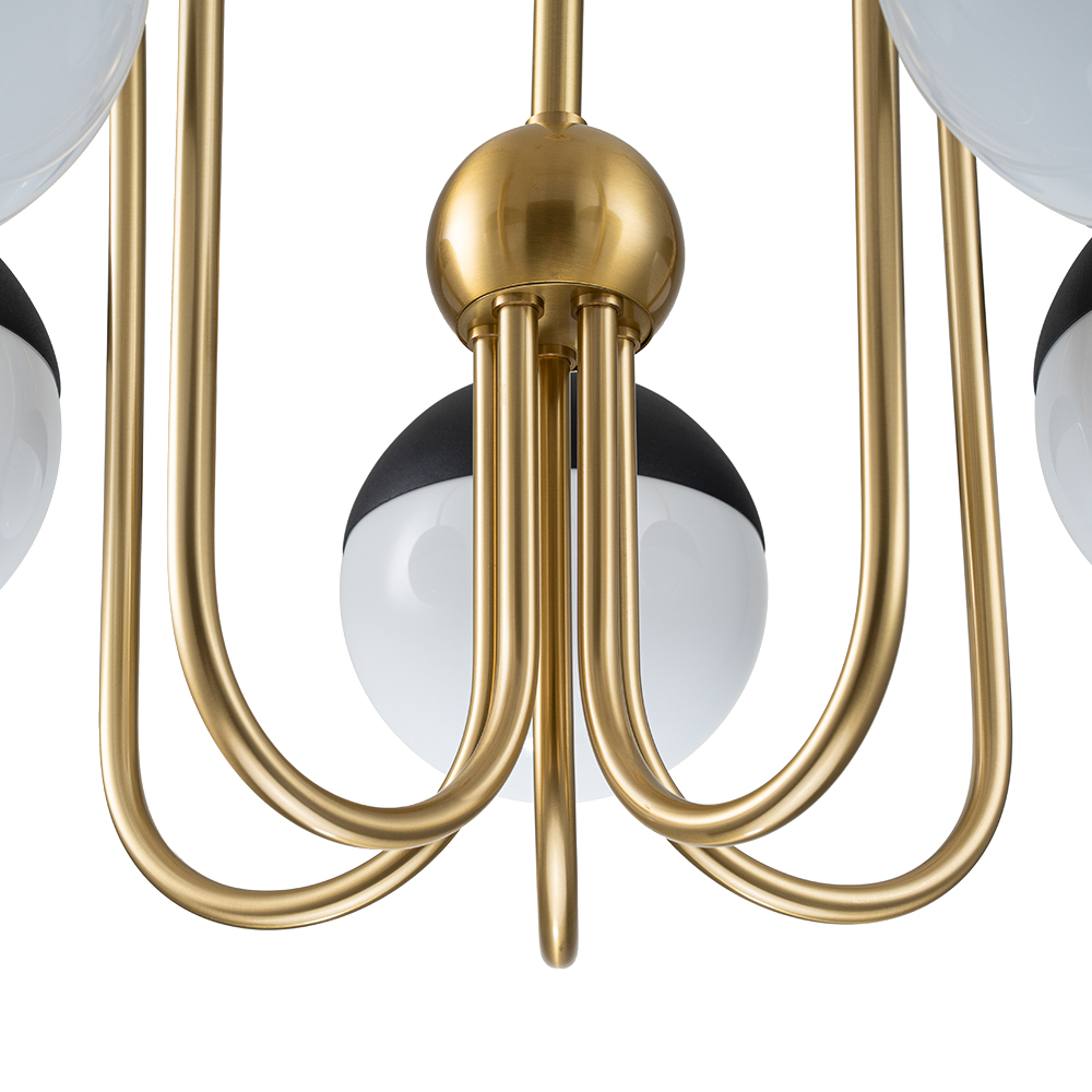 5-Light Modern Mid-century Spherical Frosted Glass Globes Chandelier for Living Room/ Dining Room/ Bedroom