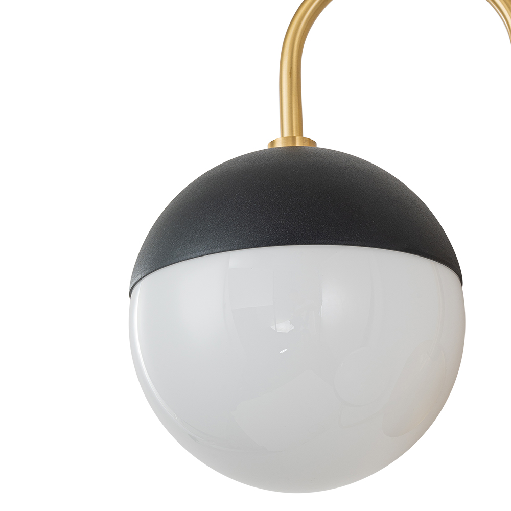 Modern Spherical Opal Glass Globes Wall Sconces Adjustable Curved Arms Wall Lamp for Living /Dining Room /Hallway