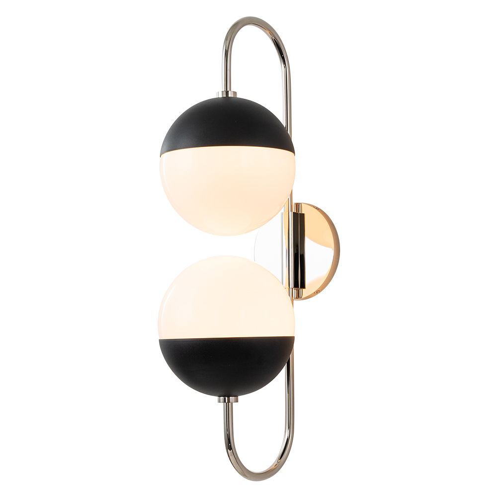 Modern Spherical Opal Glass Globes Wall Sconces Adjustable Curved Arms Wall Lamp for Living /Dining Room /Hallway