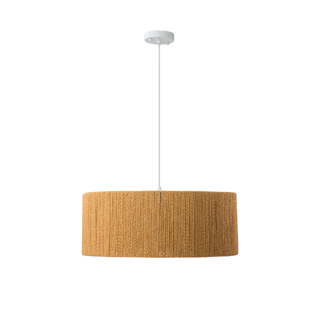 Boho Modern Handwoven Drum Chandelier with Natural Hemp Rope Design Island Chandelier for Bedroom/ Dining Table/ Breakfast Table