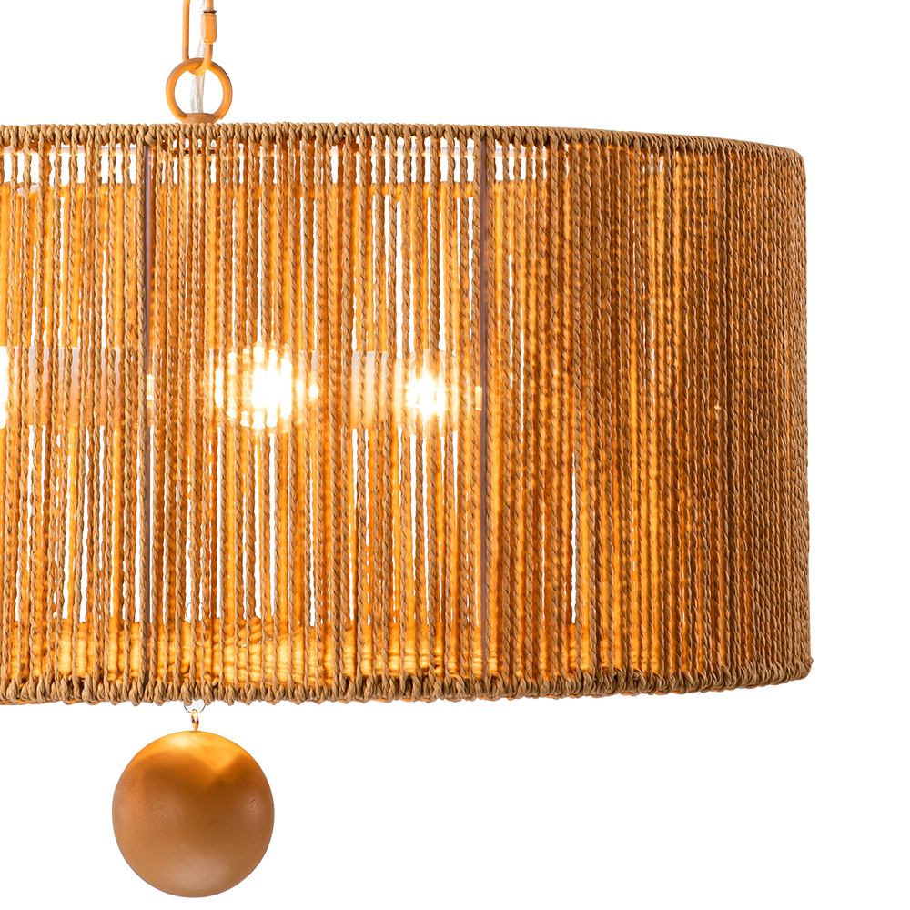Boho Modern Handwoven Drum Chandelier with Natural Hemp Rope Design Island Chandelier for Bedroom/ Dining Table/ Breakfast Table