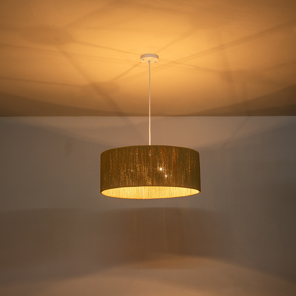Boho Modern Handwoven Drum Chandelier with Natural Hemp Rope Design Island Chandelier for Bedroom/ Dining Table/ Breakfast Table