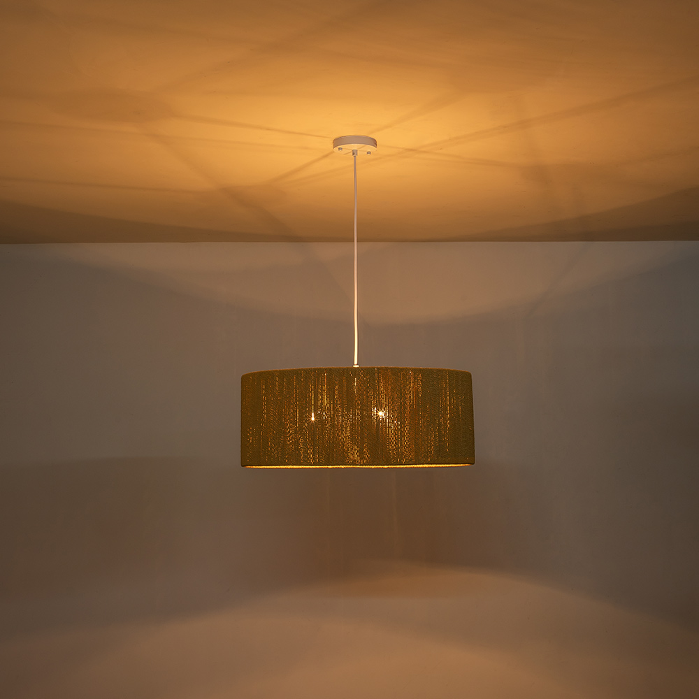 Boho Modern Handwoven Drum Chandelier with Natural Hemp Rope Design Island Chandelier for Bedroom/ Dining Table/ Breakfast Table
