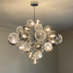 Glam Modern Cluster 8/18 Light Glass Globes Grape Large Bubble Light Chandelier in Chrome Finish for Living /Dining Room