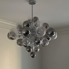 Glam Modern Cluster 8/18 Light Glass Globes Grape Large Bubble Light Chandelier in Chrome Finish for Living /Dining Room