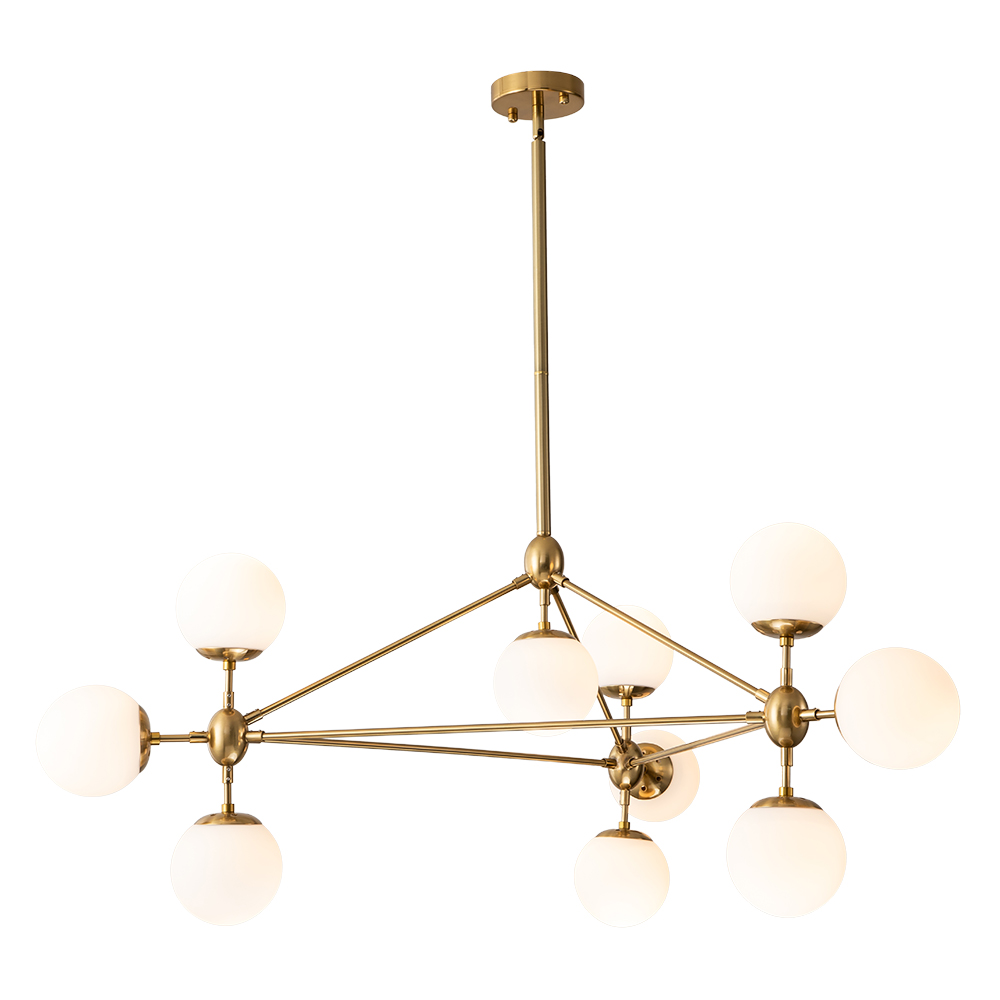 10-Light Contemporary Modern Sputnik Geometric Frosted Glass Globe Bubble Chandelier for Restaurant/ Living Room/ Bedroom/ Dining Table