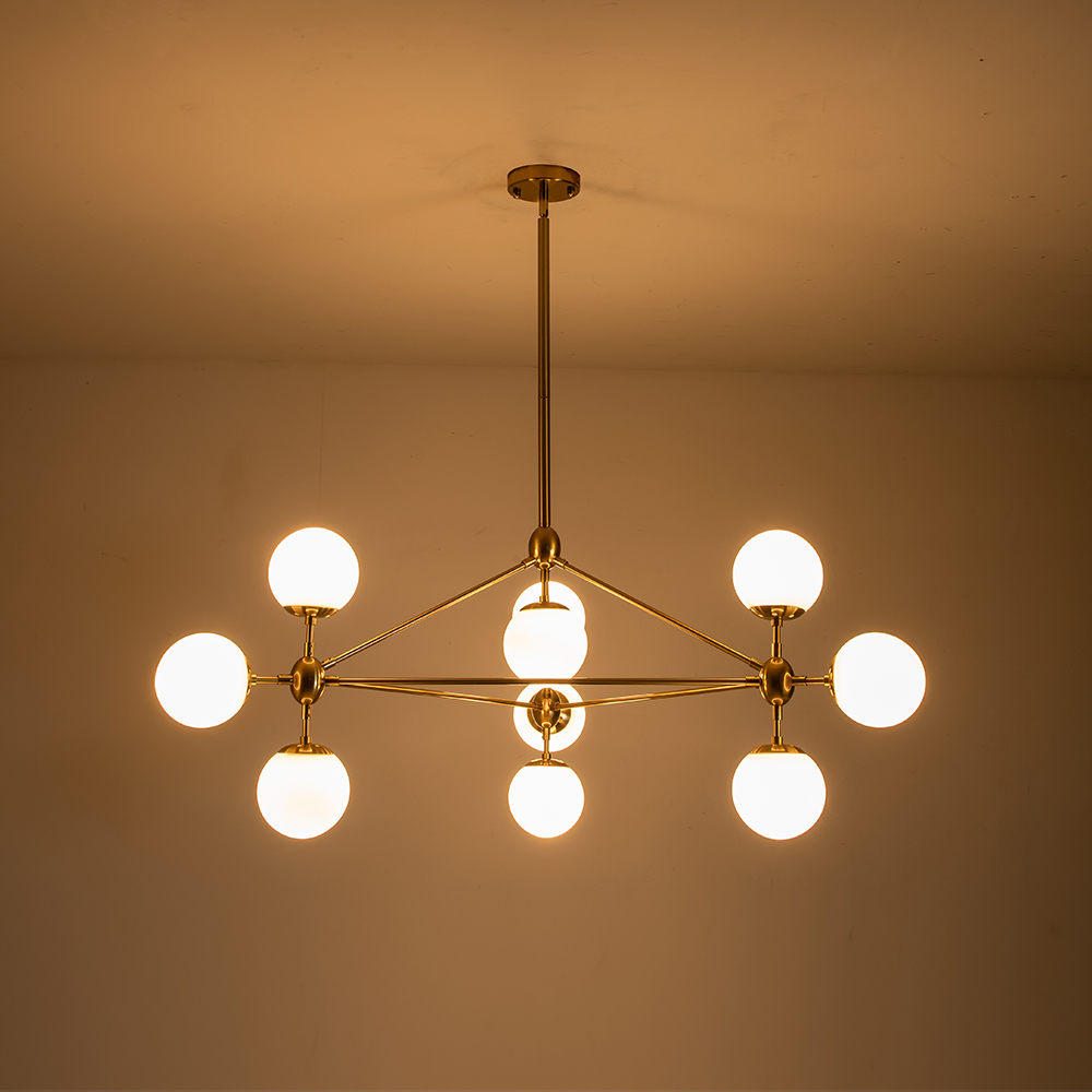 10-Light Contemporary Modern Sputnik Geometric Frosted Glass Globe Bubble Chandelier for Restaurant/ Living Room/ Bedroom/ Dining Table