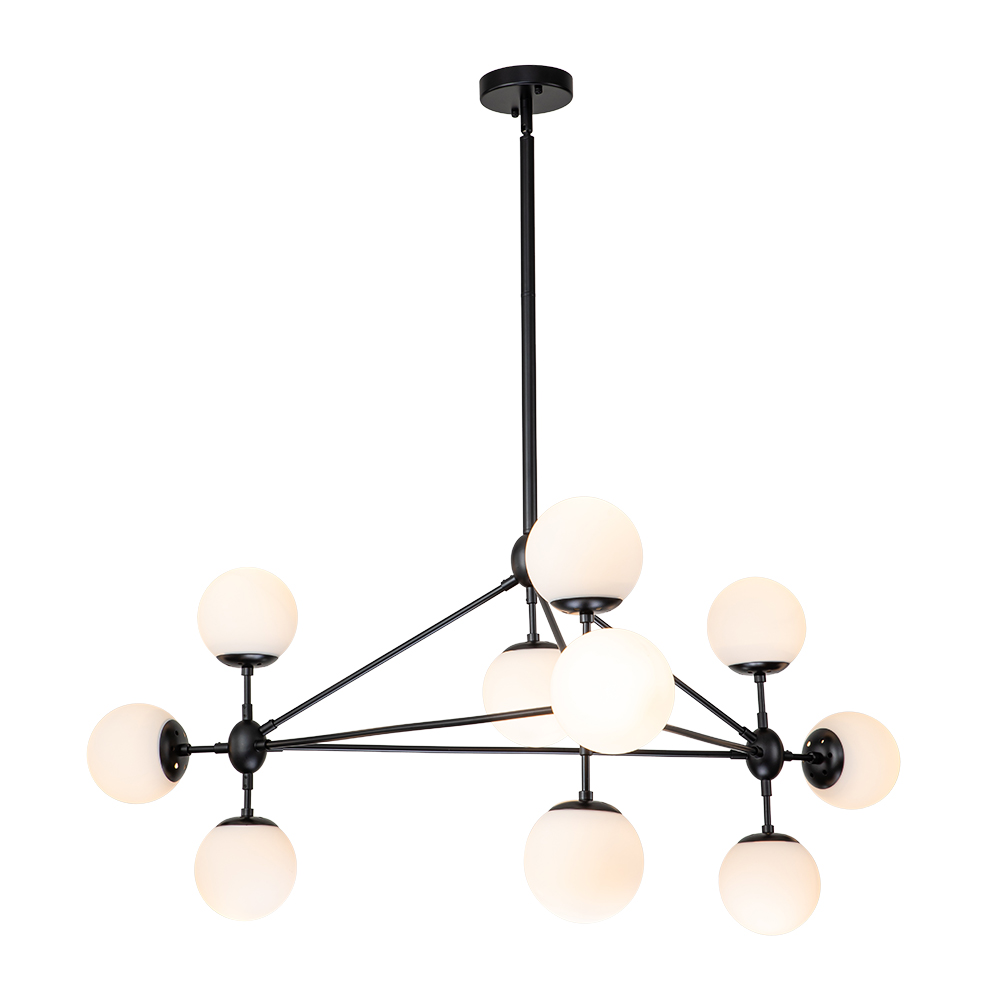 10-Light Contemporary Modern Sputnik Geometric Frosted Glass Globe Bubble Chandelier for Restaurant/ Living Room/ Bedroom/ Dining Table