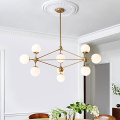 10-Light Contemporary Modern Sputnik Geometric Frosted Glass Globe Bubble Chandelier for Restaurant/ Living Room/ Bedroom/ Dining Table