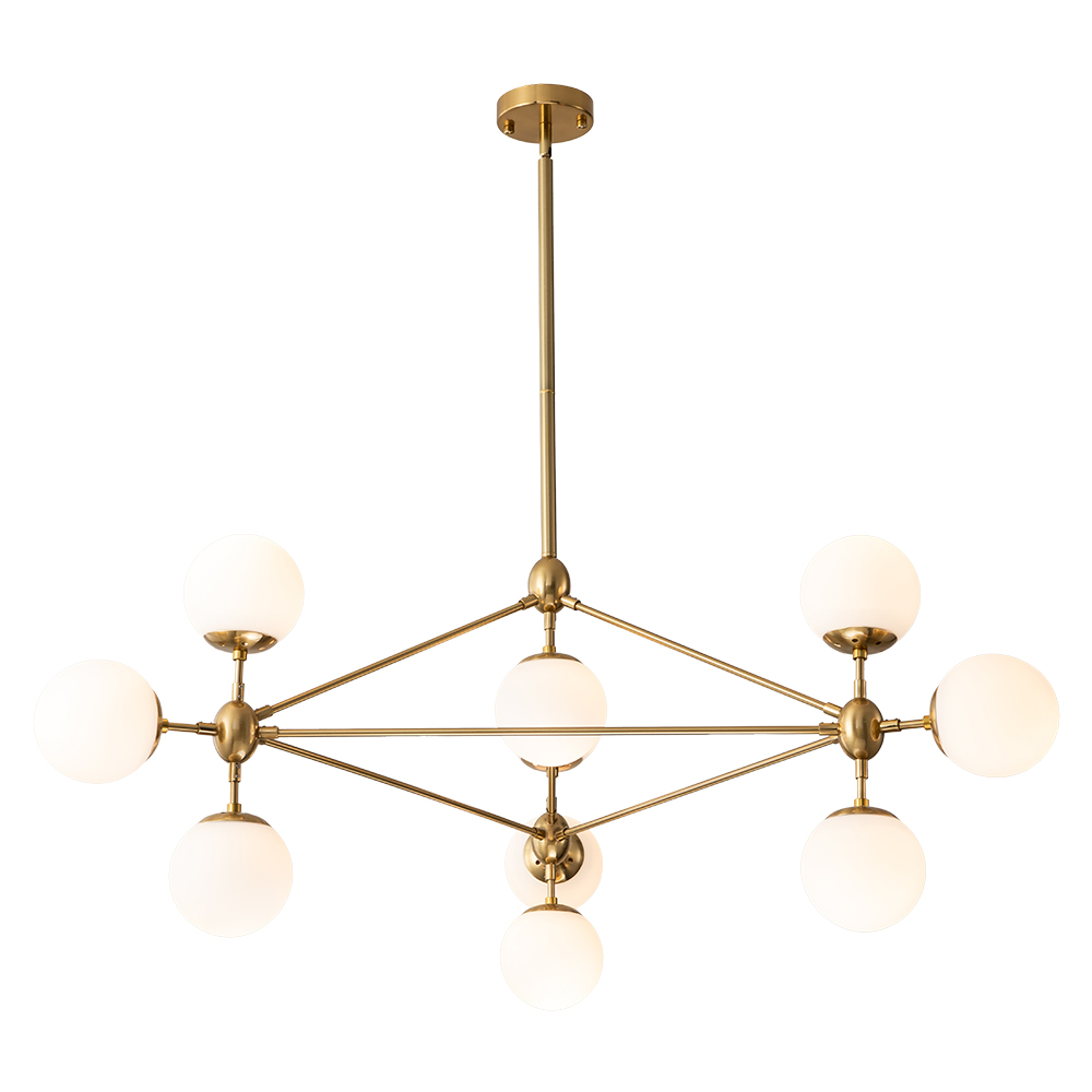 10-Light Contemporary Modern Sputnik Geometric Frosted Glass Globe Bubble Chandelier for Restaurant/ Living Room/ Bedroom/ Dining Table