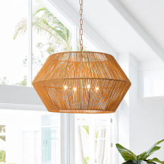 Hand-Woven Modern Geometric Pendant Light Island Chandelier for Bedroom/ Kitchen/ Living Room/ Breakfast Table