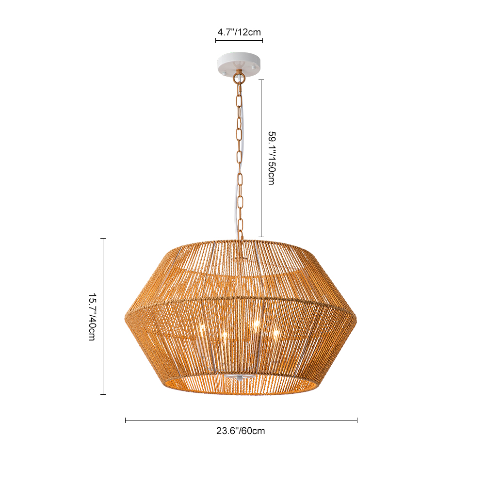 Hand-Woven Modern Geometric Pendant Light Island Chandelier for Bedroom/ Kitchen/ Living Room/ Breakfast Table