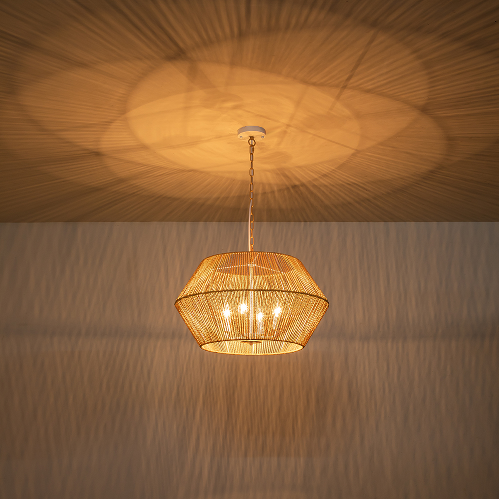 Hand-Woven Modern Geometric Pendant Light Island Chandelier for Bedroom/ Kitchen/ Living Room/ Breakfast Table