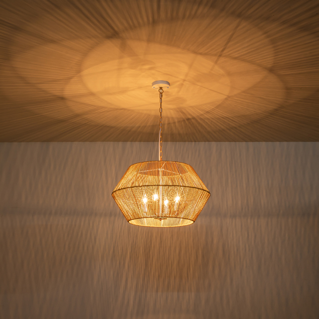Hand-Woven Modern Geometric Pendant Light Island Chandelier for Bedroom/ Kitchen/ Living Room/ Breakfast Table