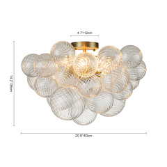 Glam Modern Cluster Glass Bubble Semi Flush Mount Sputnik Ceiling Chandelier for Bedroom Dining Room Living Room