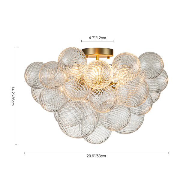 Modern Glam Cluster Glass Bubble Semi-Flush Mount Sputnik Ceiling Chandelier for Bedroom Dining Room Living Room