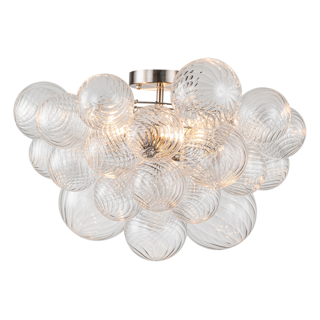 Glam Modern Cluster Glass Bubble Semi Flush Mount Sputnik Ceiling Chandelier for Bedroom Dining Room Living Room