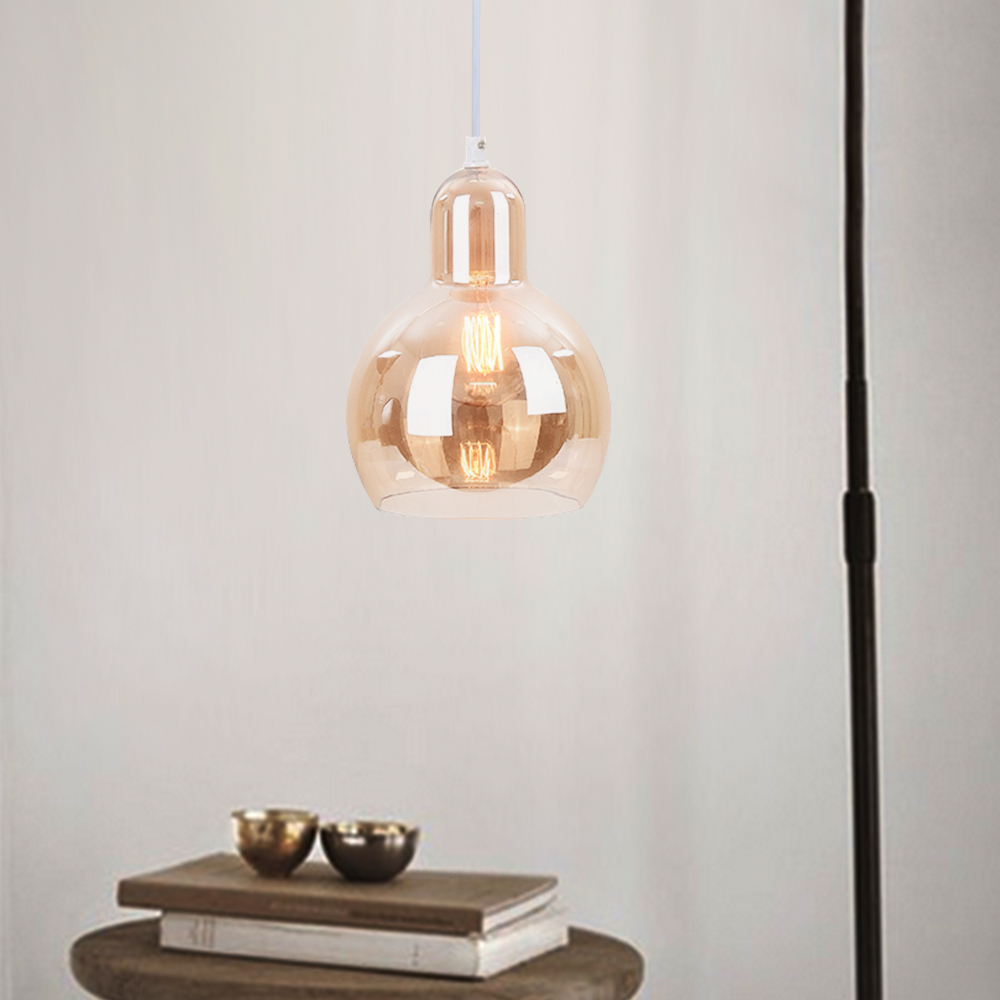 Modern Style 1 Light Ball Bulb Pendant Light with Mouth Blown Glass