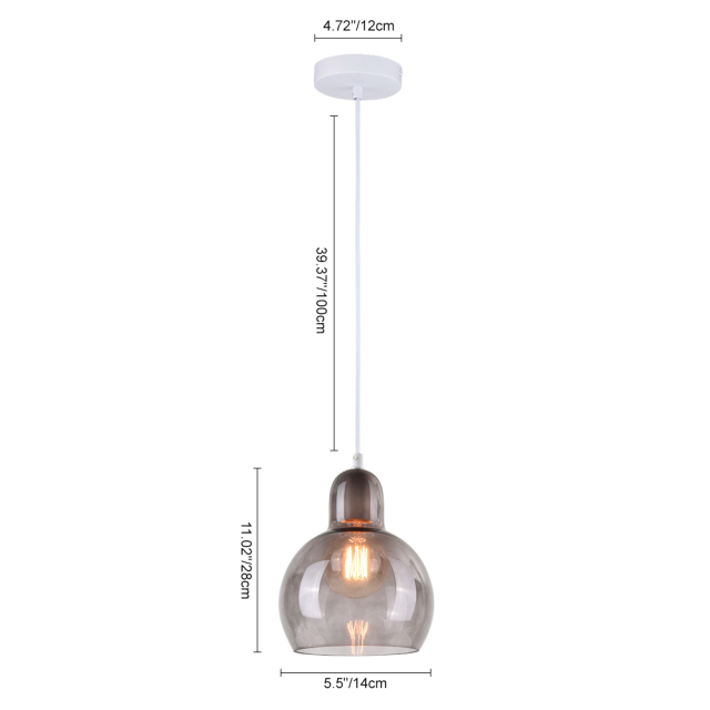 Modern Style 1 Light Ball Bulb Pendant Light with Mouth Blown Glass