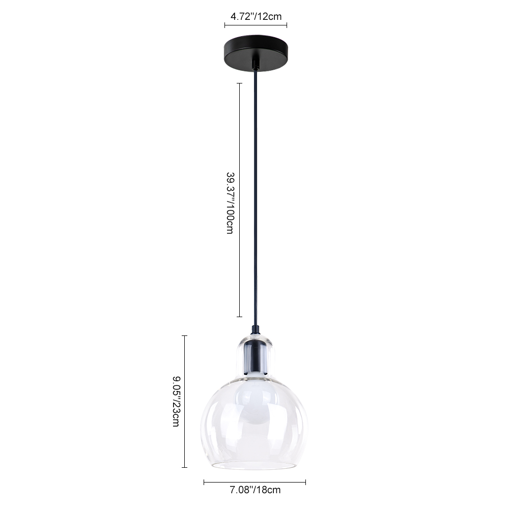 Modern Style 1 Light Ball Bulb Pendant Light with Mouth Blown Glass
