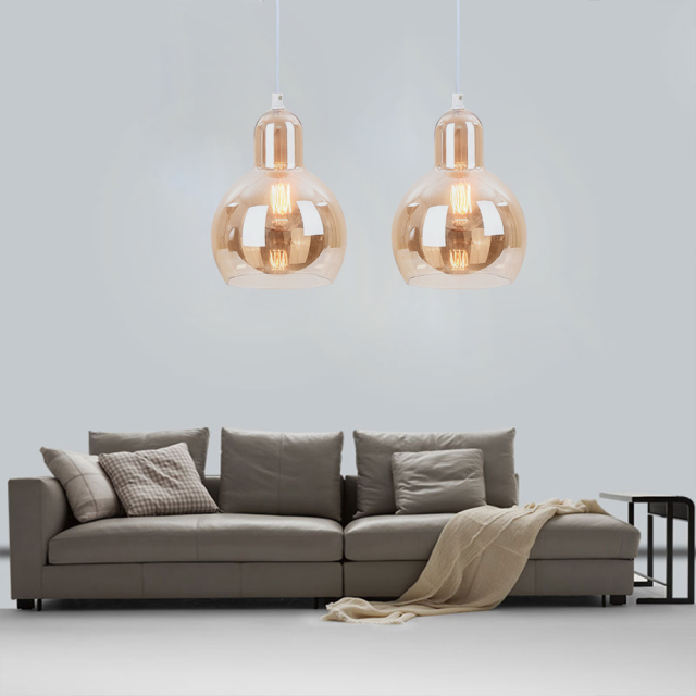 Modern Style 1 Light Ball Bulb Pendant Light with Mouth Blown Glass