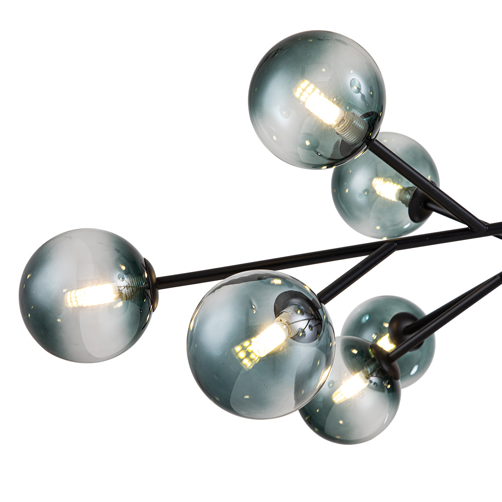 15-Light Glam Modern Mid-century Branching Sputnik Blue Glass Globes Chandelier for Living Room/ Dining Room/ Bedroom