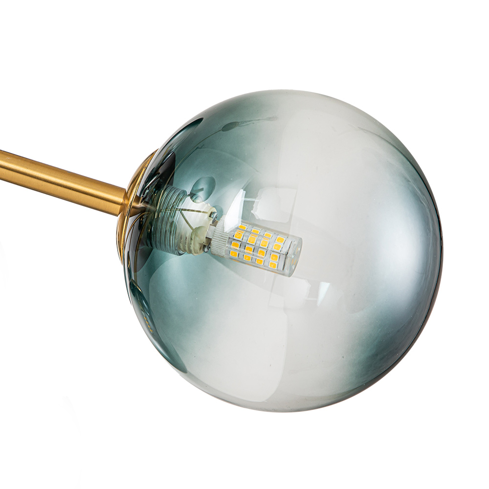 15-Light Glam Modern Mid-century Branching Sputnik Blue Glass Globes Chandelier for Living Room/ Dining Room/ Bedroom