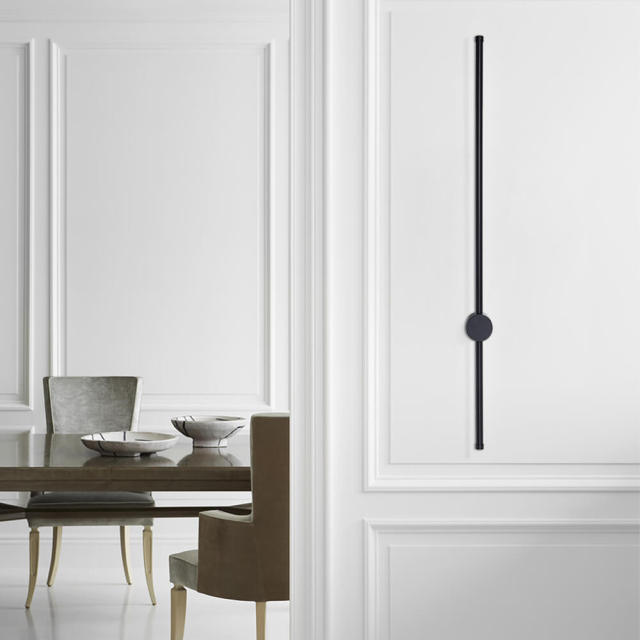 Modern Minimalist Long Strip LED Bedside Wall Sconce in Black 3000K LED Wall Lamp for Bedroom Living Room