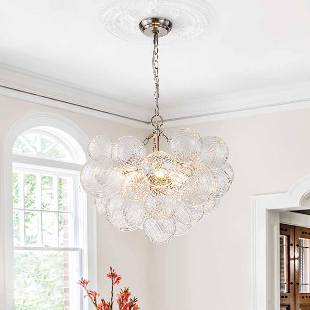 Glam Modern Cluster Glass Bubble Chandelier Sputnik Hanging Light Fixture for Dining Room Living Room Bedroom