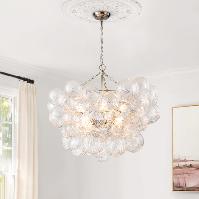 Glam Modern Cluster Glass Bubble Chandelier Sputnik Hanging Light Fixture for Dining Room Living Room Bedroom