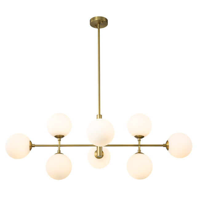 8-Light Glam Modern Sputnik Frosted Opal Globes Bubble Chandelier for Living Room/ Dining Room/ Kitchen Island