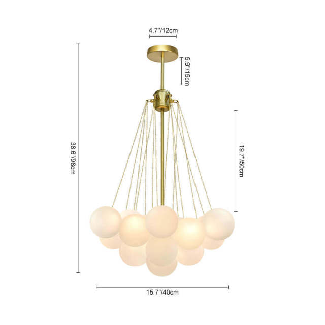 Modern Frosted Globe Bubble Chandelier Cluster Glass Ball Pendant Light Fixture for Dining Room/ Living Room