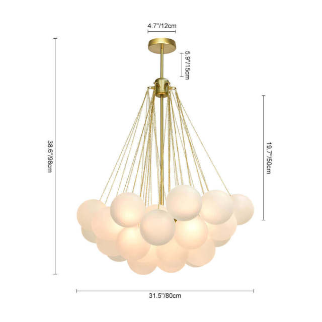 Modern Frosted Globe Bubble Chandelier Cluster Glass Ball Pendant Light Fixture for Dining Room/ Living Room