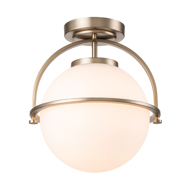 Modern Minimalist Opal Glass Globe Semi Flush Mount Kitchen Ceiling Lighting for Hallway Foyer Entryway