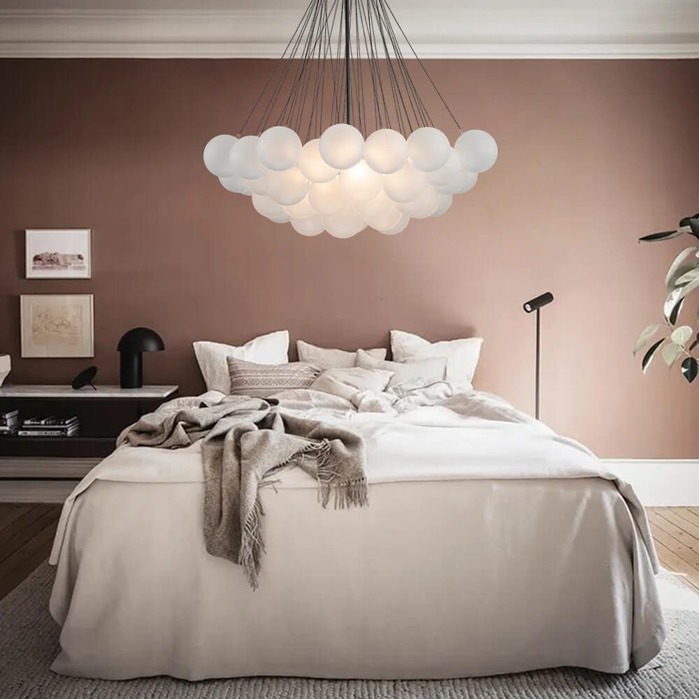 Modern Frosted Globe Bubble Chandelier Cluster Glass Ball Pendant Light Fixture for Dining Room/ Living Room