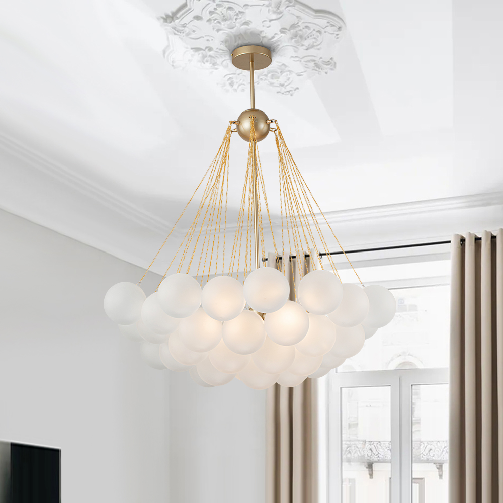 Modern Frosted Globe Bubble Chandelier Cluster Glass Ball Pendant Light Fixture for Dining Room/ Living Room