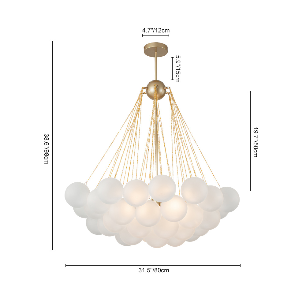Modern Frosted Globe Bubble Chandelier Cluster Glass Ball Pendant Light Fixture for Dining Room/ Living Room