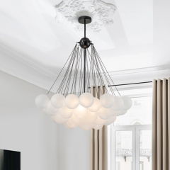 Modern Frosted Globe Bubble Chandelier Cluster Glass Ball Pendant Light Fixture for Dining Room/ Living Room