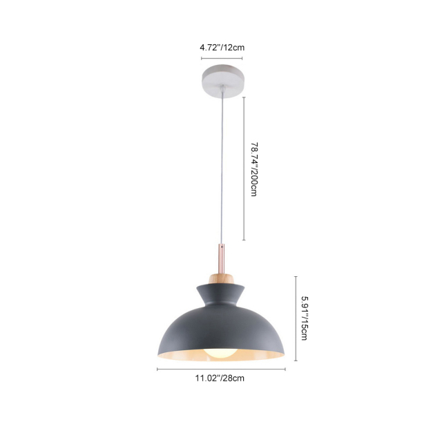 Modern Dome Shaped 1 Light 11.02"W Pendant Light Overhead Kitchen Lighting for Dining Room Kitchen Island